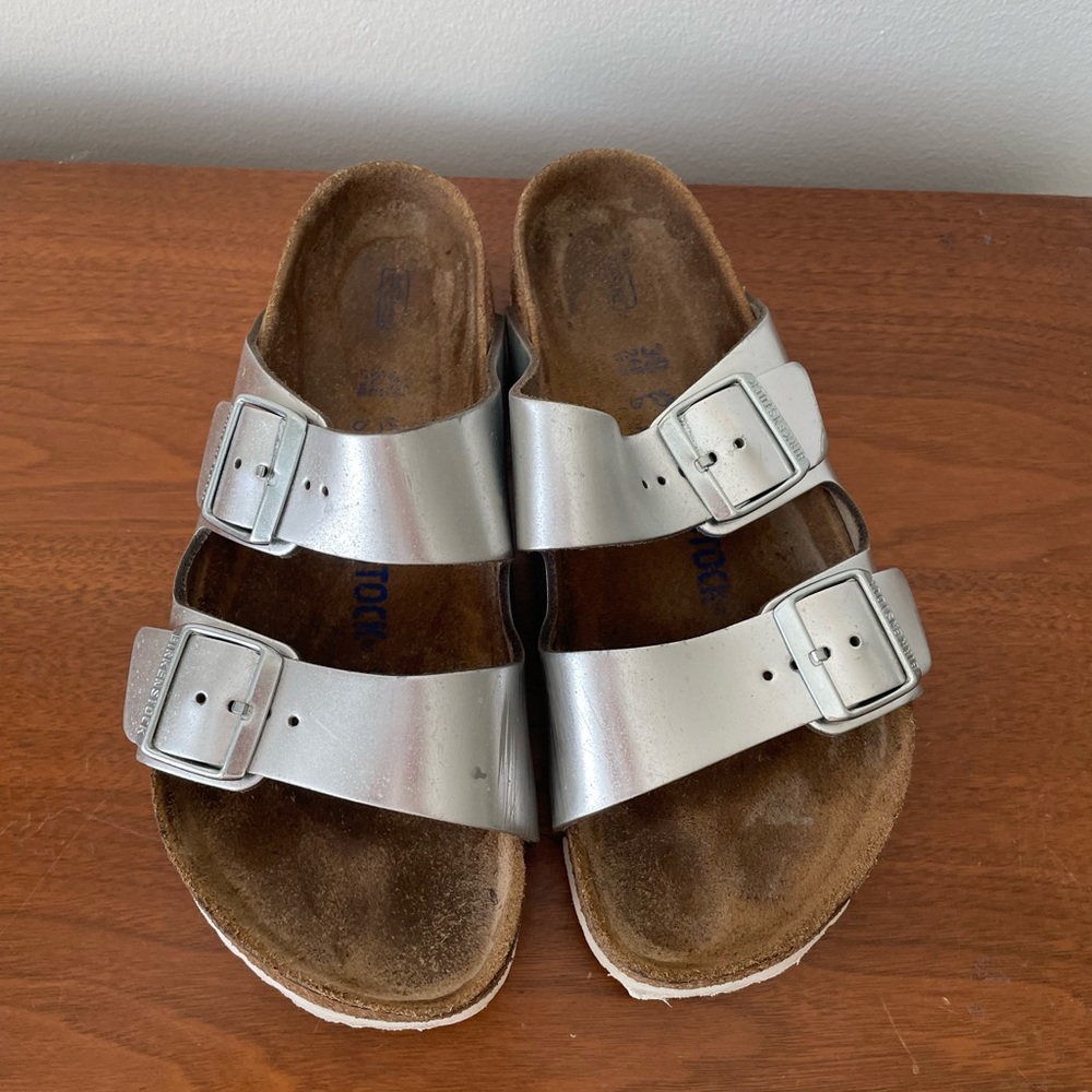 Silver Birkenstocks Size 38